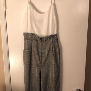 NWT White & Plaid Jumpsuit Size M